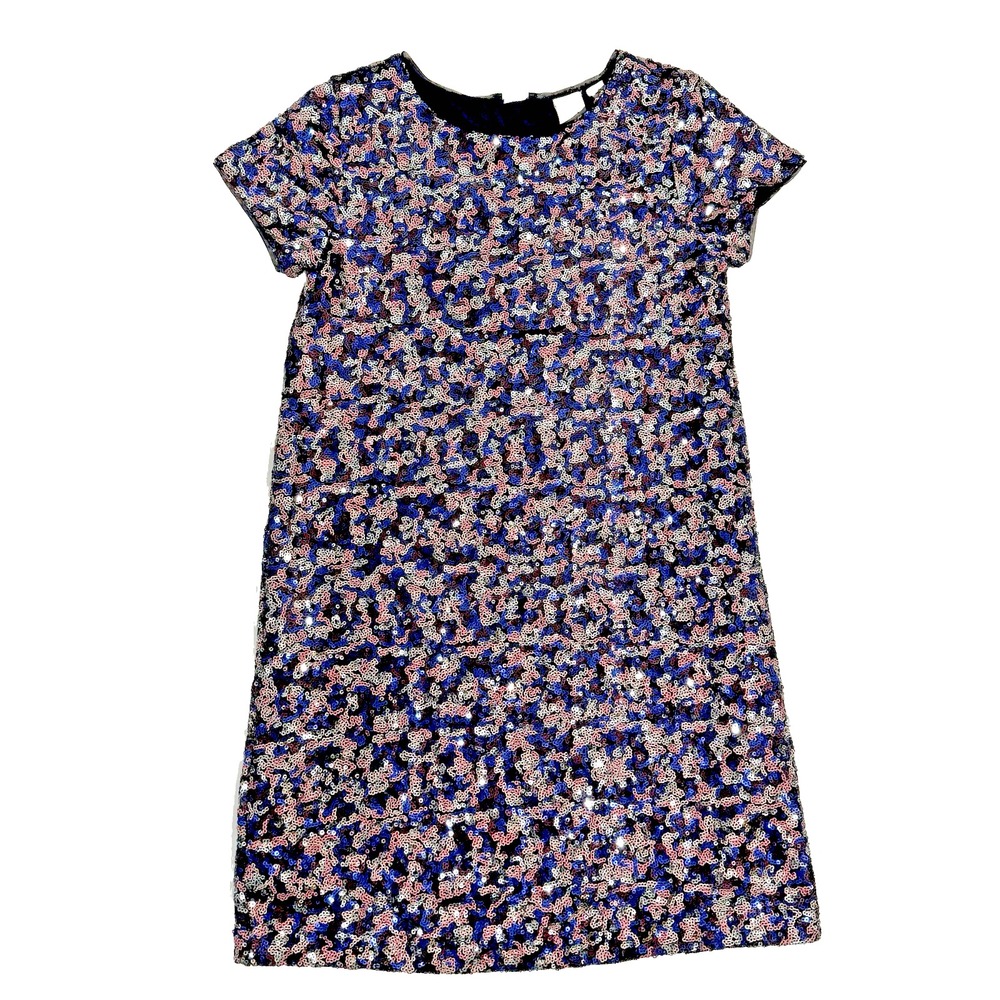 Gap Sequin Dress Mini Girl M 8 Glam Blue Silver Pink Formal Holiday Church Party